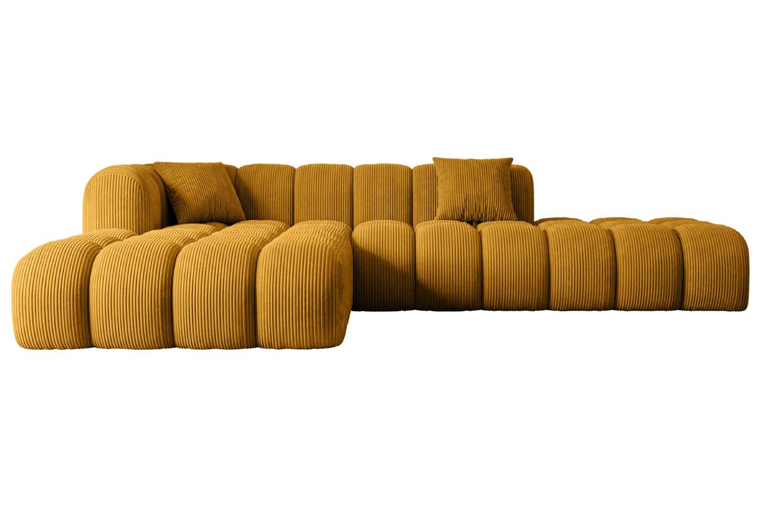ECKSOFA Ottomane Links OLEA-L2 - 289x176x71 cm Senfgelb - Currygelb/Schwarz, Holzwerkstoff/Kunststoff (176/289cm) - ALTDECOR