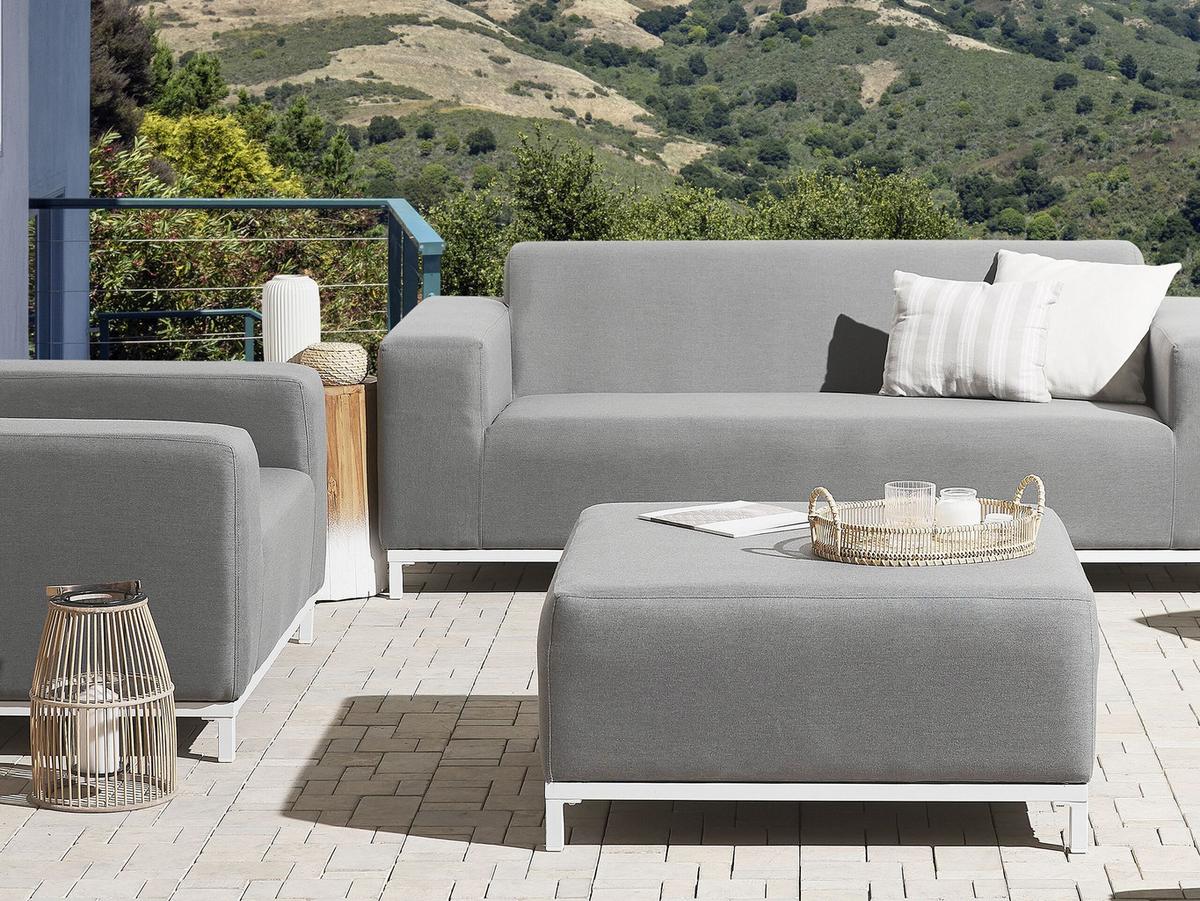 OTTOMANE Rovigo 83/83/36 cm - Grau, Kunststoff/Textil (83/36/83cm) - Beliani