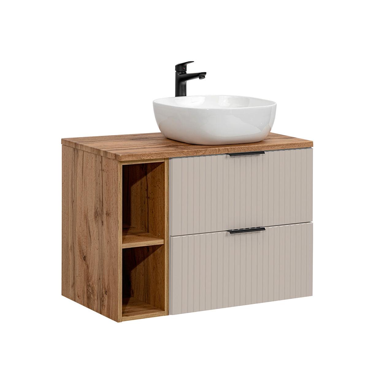 BADMÖBEL 80.6cm Adriel 2er-Set Kaschmir und Holz - Beige, Holzwerkstoff (80.6/59/46cm) - Petits-meubles