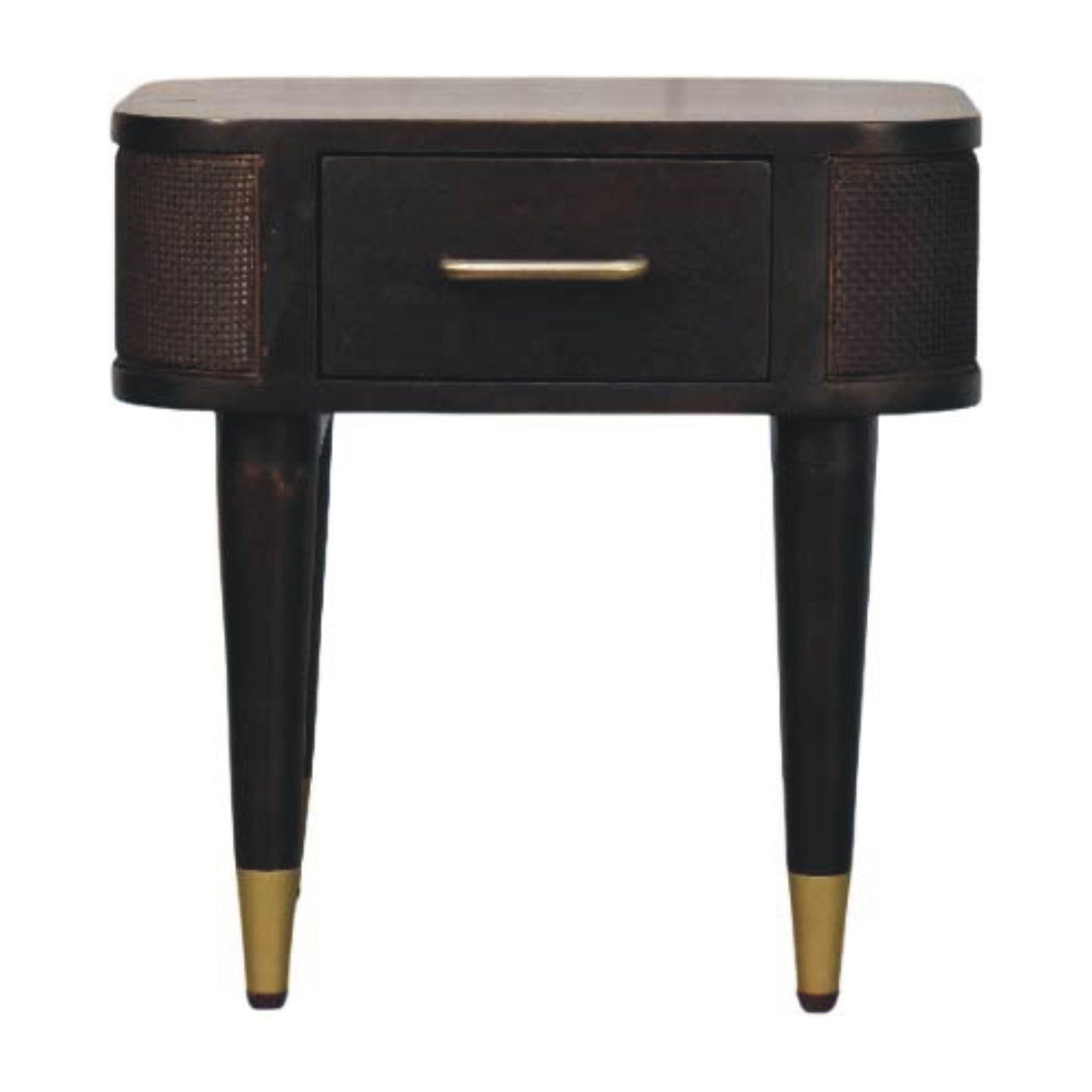 NACHTTISCH mit Samt-Mokka-Finish, 1 Schublade, T-Bar-Griffe, dunkelbraun - Dunkelbraun, Holz (45/46/35cm) - Artisan Furniture