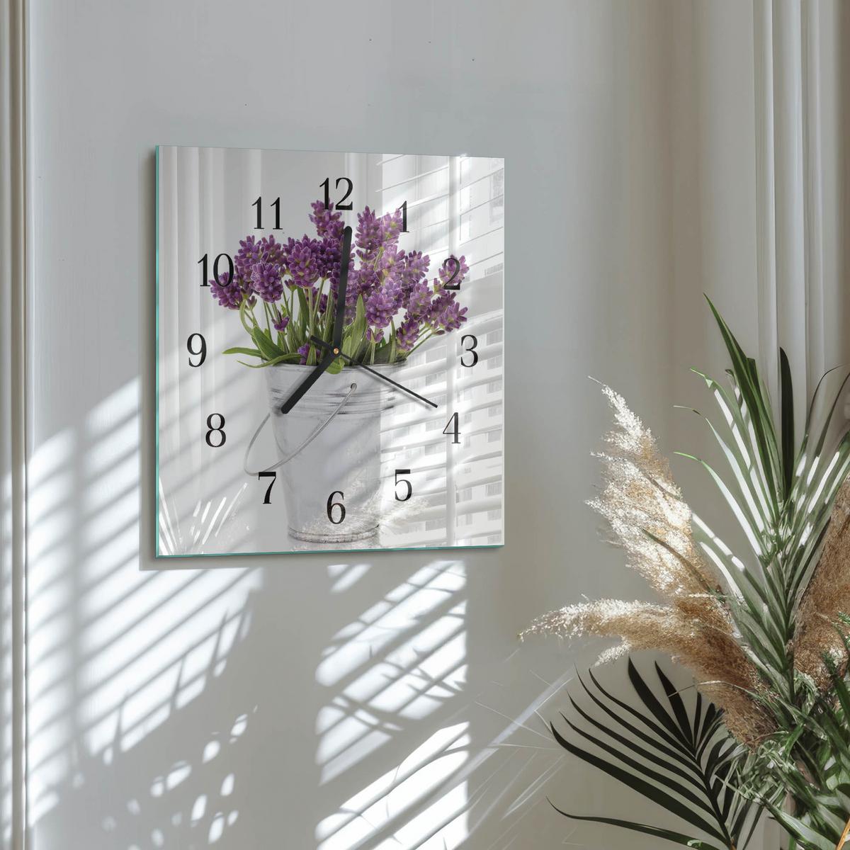 WANDUHR aus Glas 30x30 cm - Lavendel - Lila, Glas (30/30/0.4cm) - TULUP