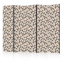 PARAVENT Beidseitig Bedruckter 5-tlg 225x172 cm Boho Blumen und Kaninchen - Creme, Holz/Textil (225/172/3cm) - Muralo