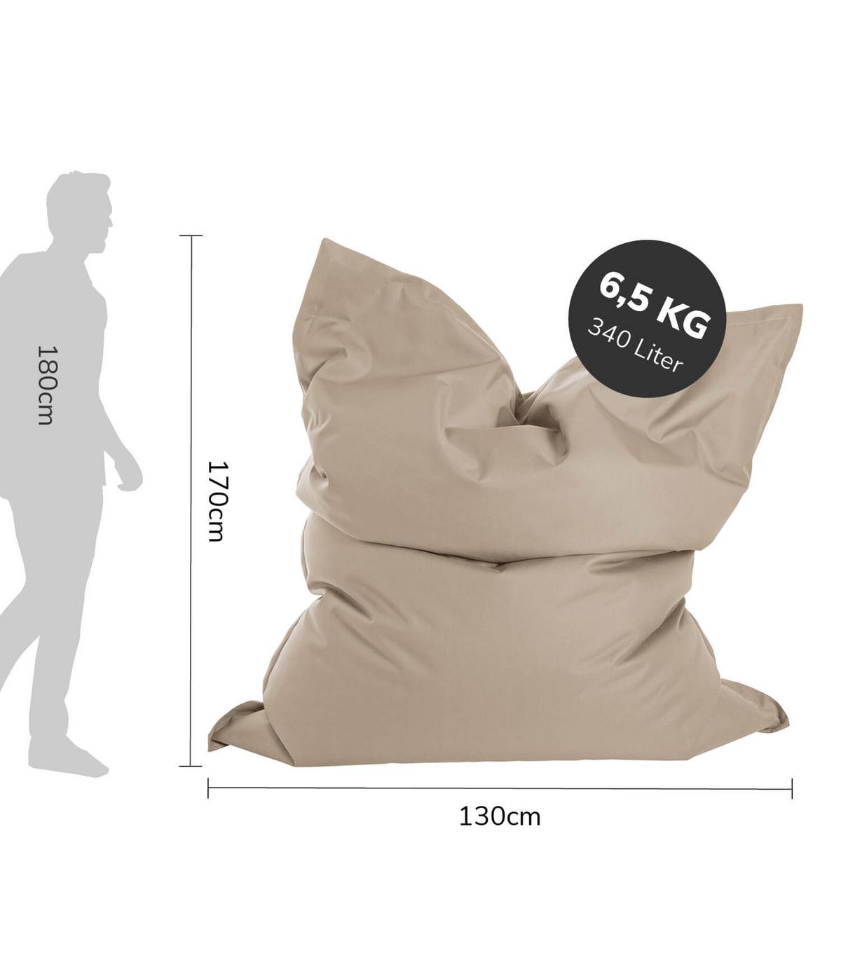 OUTDOOR SITZSACK mit Schutzhülle Der Große - Beige, Textil (130/170/20cm) - Mokebo