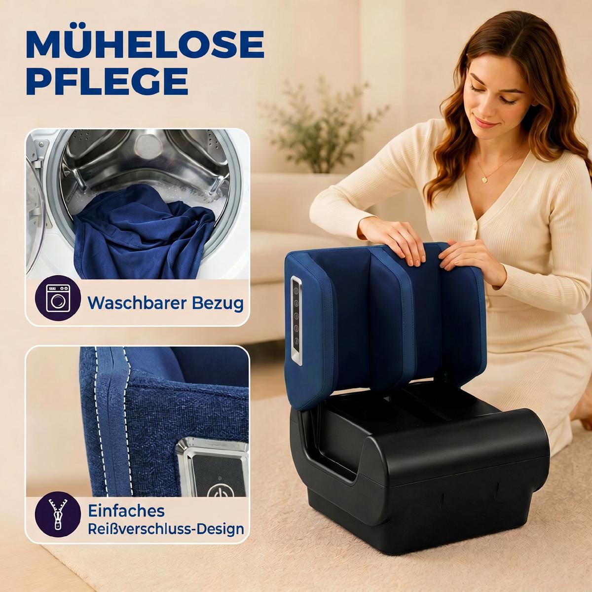 BEINMASSAGEGERÄT Stoff Blau Schwarz - Blau, Kunststoff (37/46/38cm) - HOMCOM