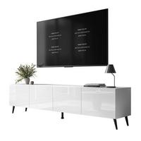 TV-ELEMENT AURA 200 Weiß Hochglanz – Beinfarbe: Schwarz - Weiß, Holzwerkstoff (200/49/40cm) - Lookway