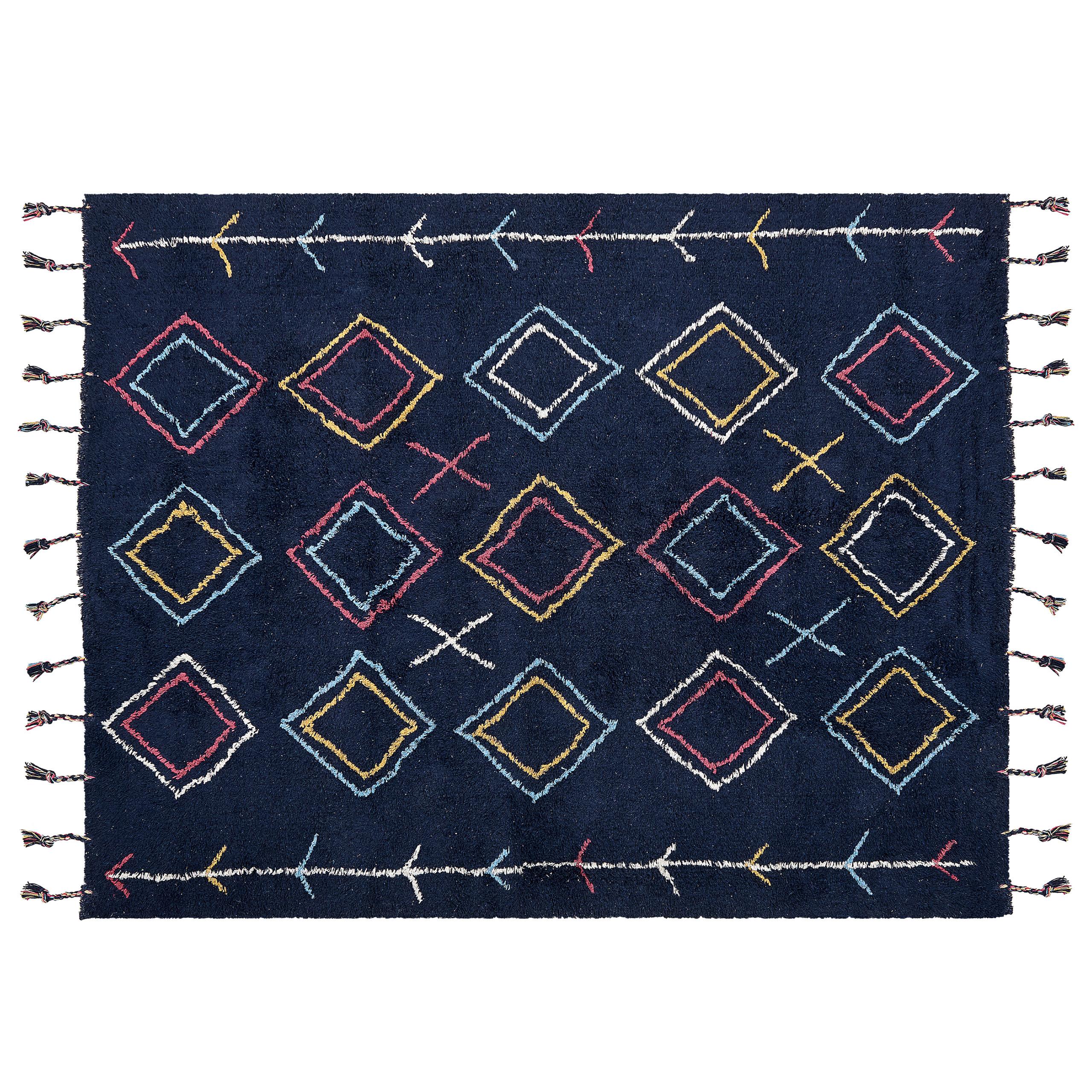 TEPPICH geflochten Corum 230/160 cm - Schwarz, Textil (160/230cm) - Beliani