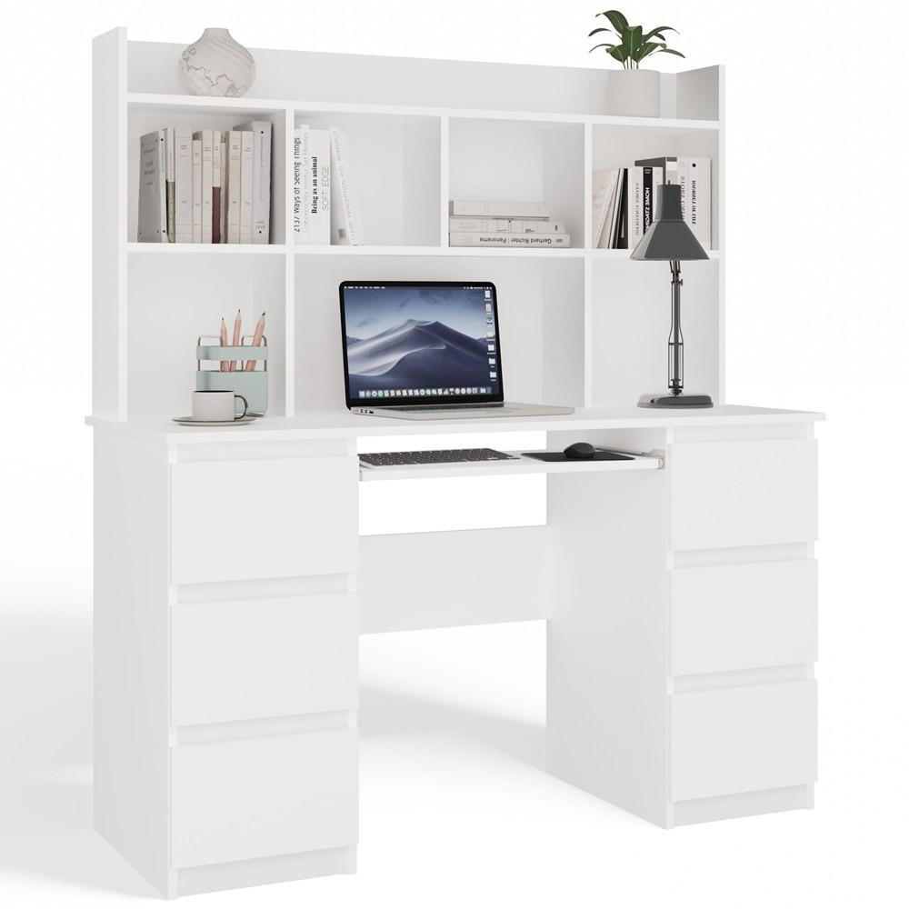 SCHREIBTISCH Weiß 130/146/51 - Weiß, Holzwerkstoff (90/50/146cm) - RAUMHIRSCH FURNITURE