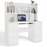 SCHREIBTISCH Weiß 130/146/51 - Weiß, Holzwerkstoff (90/50/146cm) - RAUMHIRSCH FURNITURE