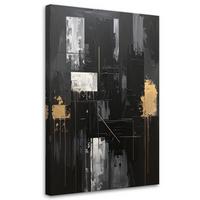 BILD auf Leinwand, Abstrakte Formen in Schwarzgold - Schwarz, Textil (40/60cm) - Feeby