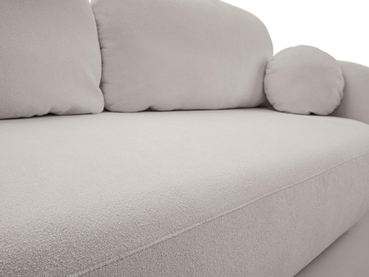 BETTSOFA AMICO Hellgrau Bucle-Stoff mit Schlaffunktion - Hellgrau, Holz (238/86.5/101cm) - MASSENO