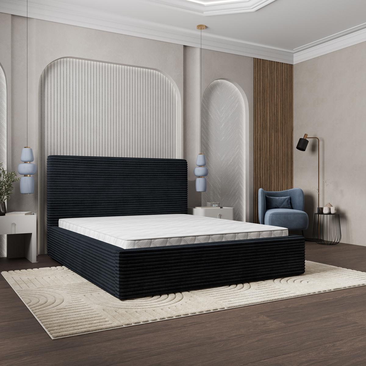POLSTERBETT MIRETTI 180x200 cm mit Bettkästen - Schwarz - Schwarz, Holz (180/200cm) - MASSENO
