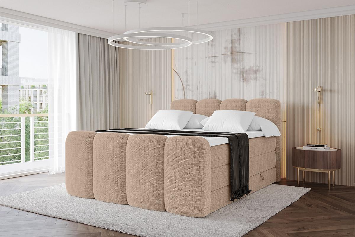 BOXBETT mit Matratze H3|H4 und Lattenrost - NINA-Z KING - 120x200 cm Aragon - Dunkelbeige - Cappuccino, Holzwerkstoff (120/200cm)