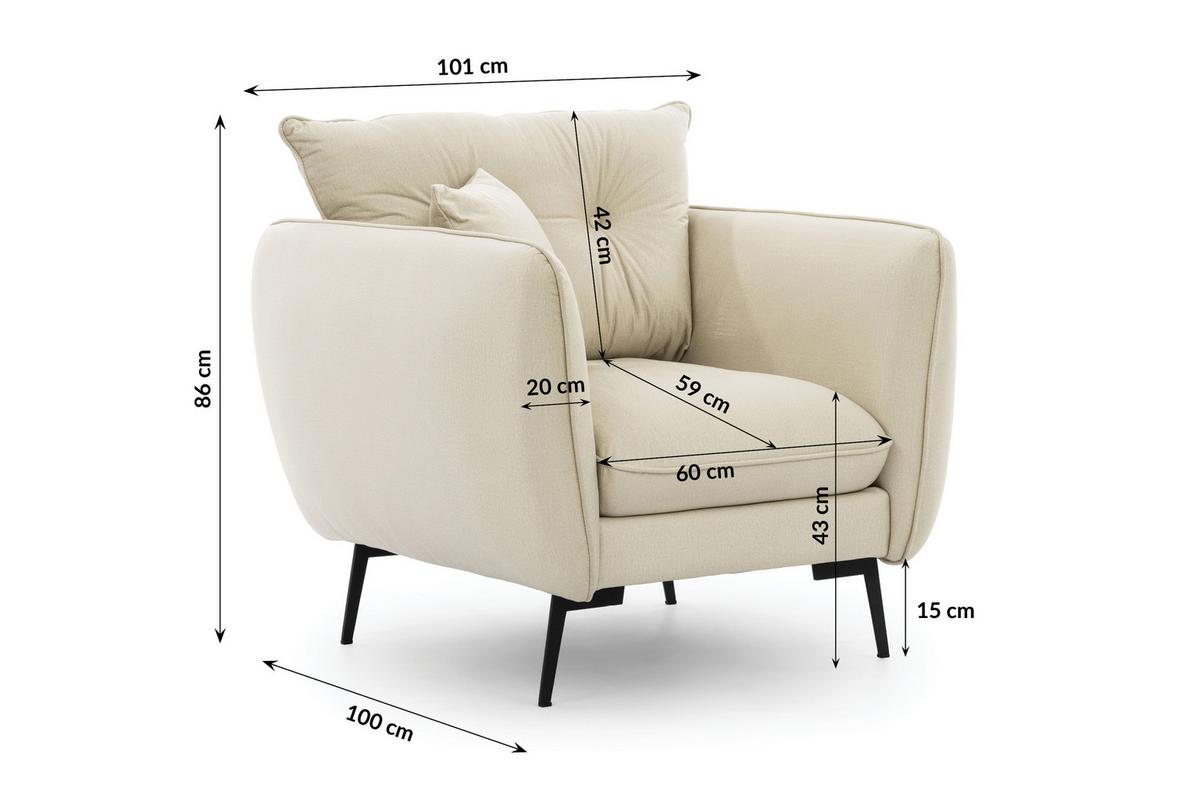 SESSEL Nordloft Beige Samt - Beige/Schwarz, Holz/Textil (101/86/100cm) - S-Style Möbel