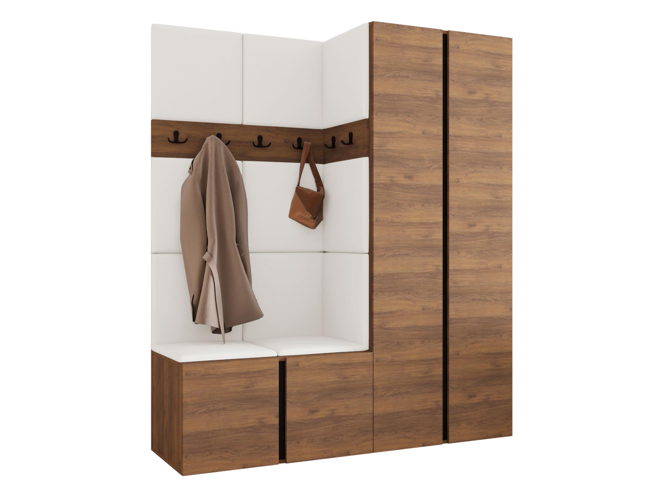 GARDEROBEN-SET Orion III - Nussbaumfarben/Weiß, Holzwerkstoff/Kunststoff (158/186/46cm) - MIRJAN24