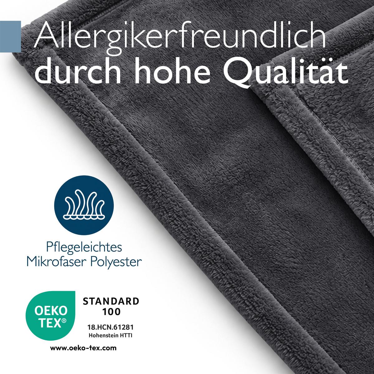 DECKE Aurelia 150/200 cm Anthrazit - Anthrazit, Textil (200/150cm) - Beautissu 