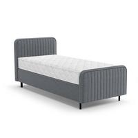 POLSTERBETT Lami 90x200, Einzelbett mit Bettkasten und Taschenfedernmatratze 20 cm, Dunkelgrau - Dunkelgrau/Schwarz, Textil/Metall (90/200cm) - Beautysofa