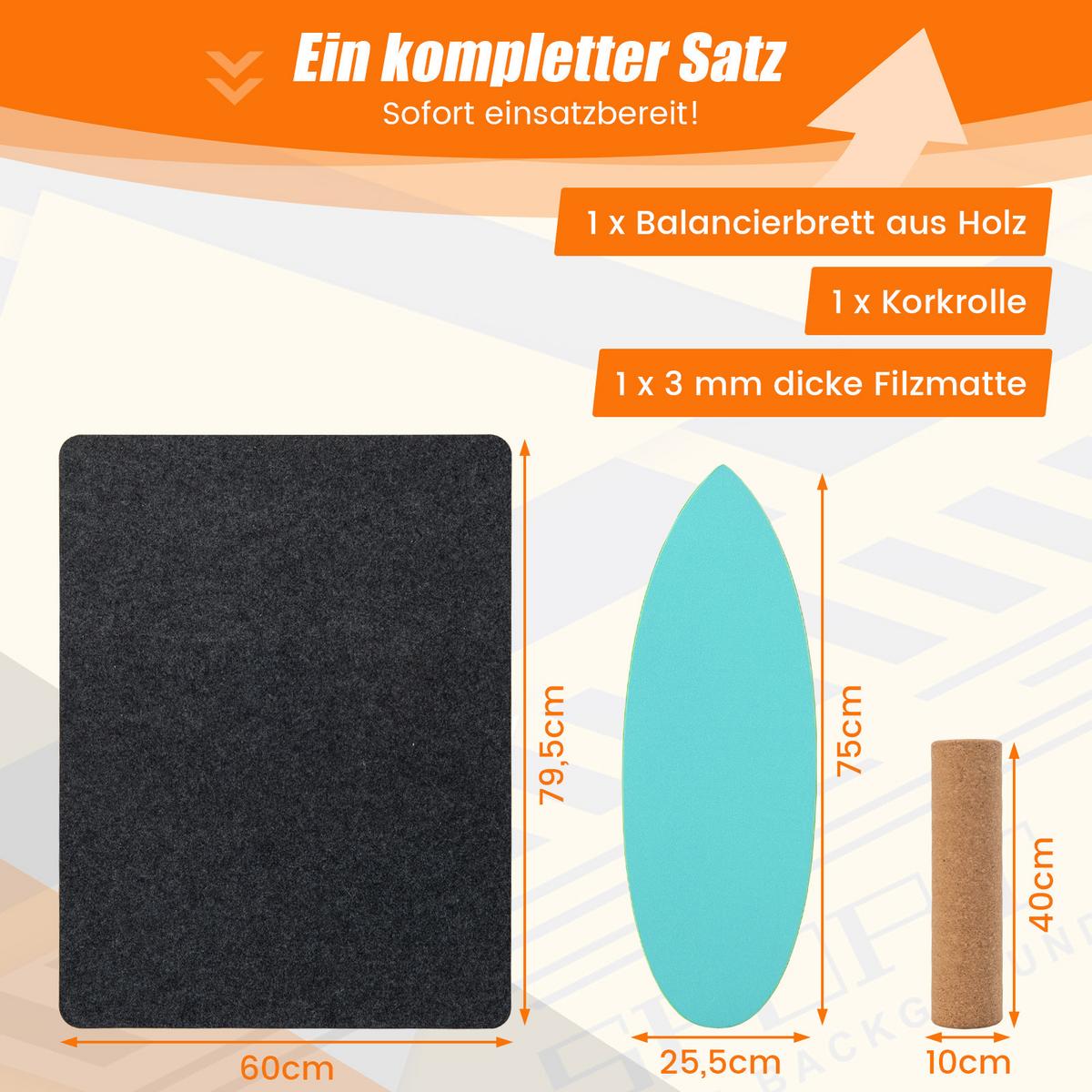 BALANCIERBRETT Blau - Blau, Holz (82/28cm) - COSTWAY