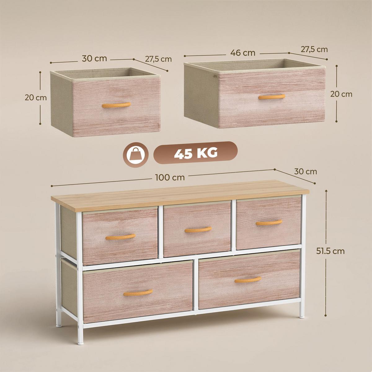 KOMMODE Spanplatte Polyester Weiß - Weiß, Holzwerkstoff (30/51.5/100cm) - HOMCOM