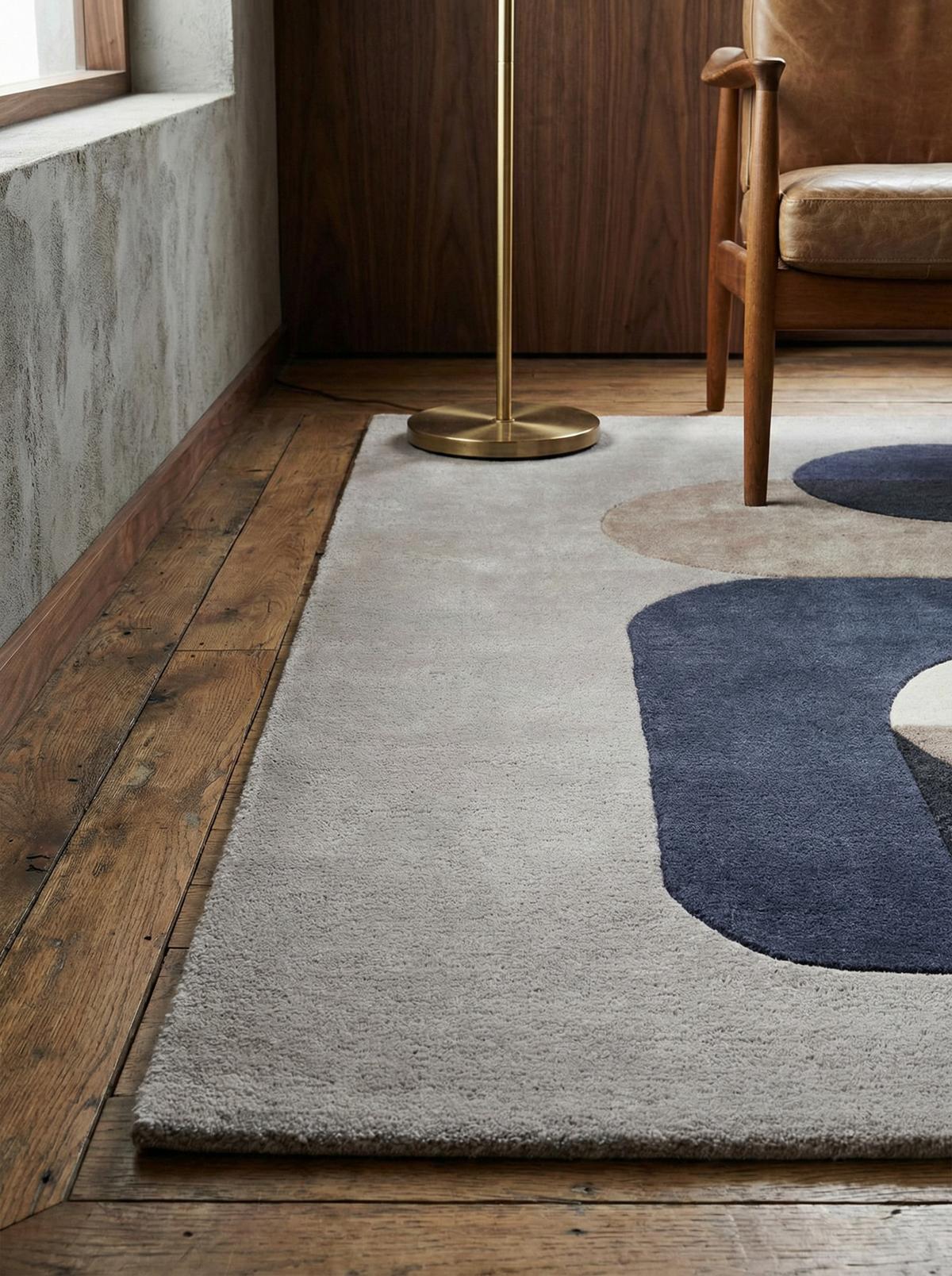 WOLLTEPPICH handgewebt HULL-Beverley, geometrisch, Hellgrau, 120 x 170 cm - Grau, Textil (170/120cm) - KADIMA DESIGN