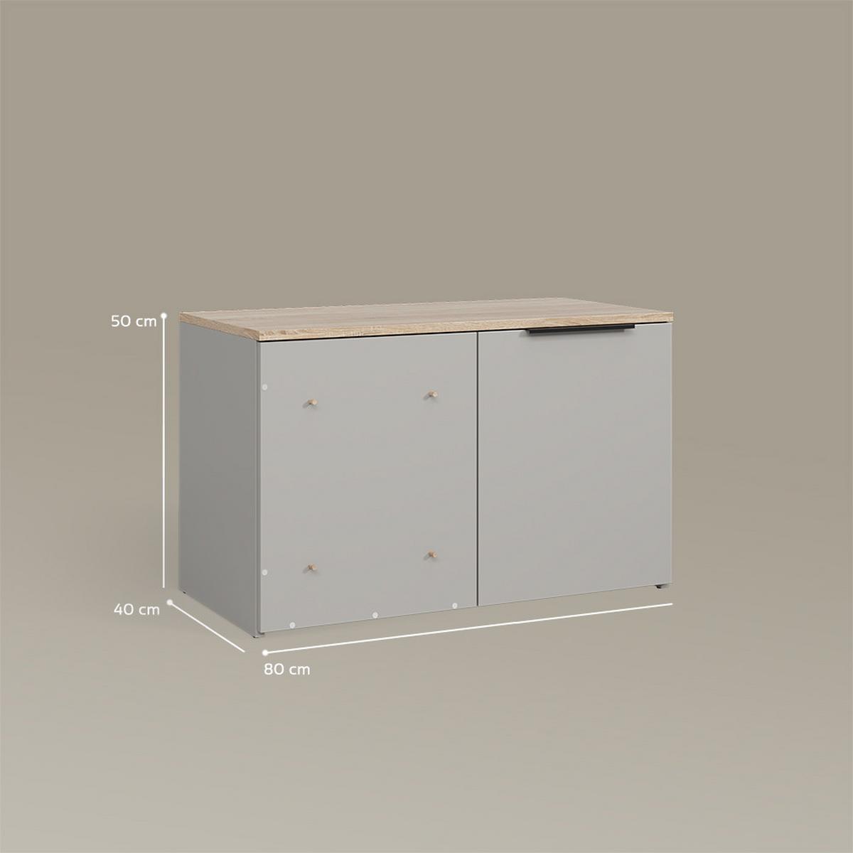ECKKOMMODE Piave Greige mit Tür - Greige, Holzwerkstoff (80/50/40cm) - Livinity®