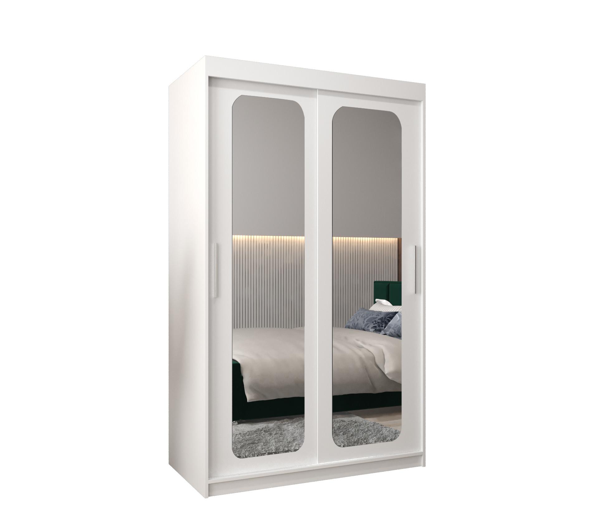 SCHWEBETÜRENSCHRANK 200/120/62 2-türig - Silberfarben/Weiß, Holz/Kunststoff (120/200/62cm) - MÖBEL KRYSPOL