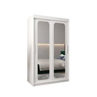 SCHWEBETÜRENSCHRANK 200/120/62 2-türig - Silberfarben/Weiß, Holz/Kunststoff (120/200/62cm) - MÖBEL KRYSPOL