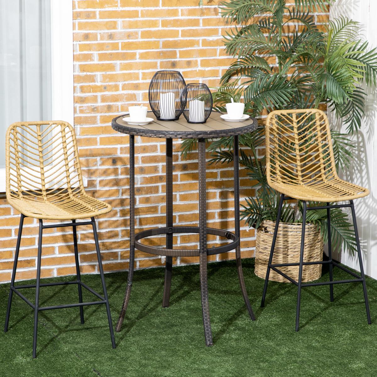 BARHOCKER 4ER-SET aus PE-Rattan Stahl Gelb - Gelb, Metall (52/102/42.5cm) - HOMCOM
