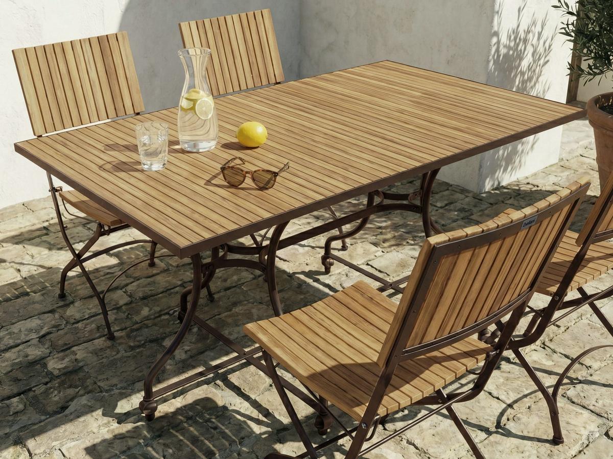 GARTENTISCH 160/90 cm Akazienholz Hellbraun Lascari - Hellbraun, Holz (160/90/73cm) - Beliani