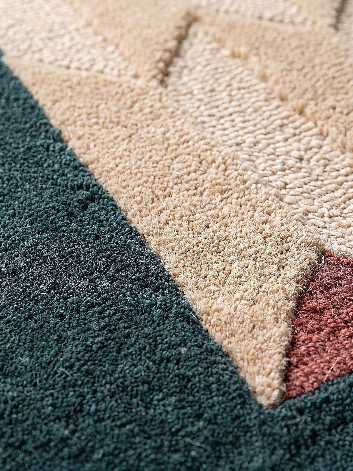 TEPPICHLÄUFER handgetuftet DARENT, Wabenmuster, Petrol, 60 x 230 cm - Türkis, Textil (60/230cm) - KADIMA DESIGN