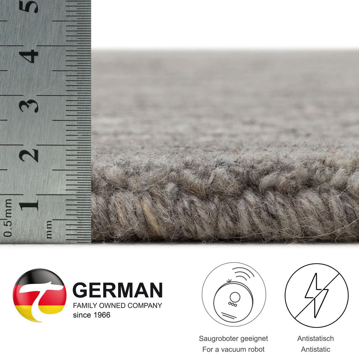 HANDWEBTEPPICH Pure 190x190 cm - Grau, Textil (190/190cm) - THEKO
