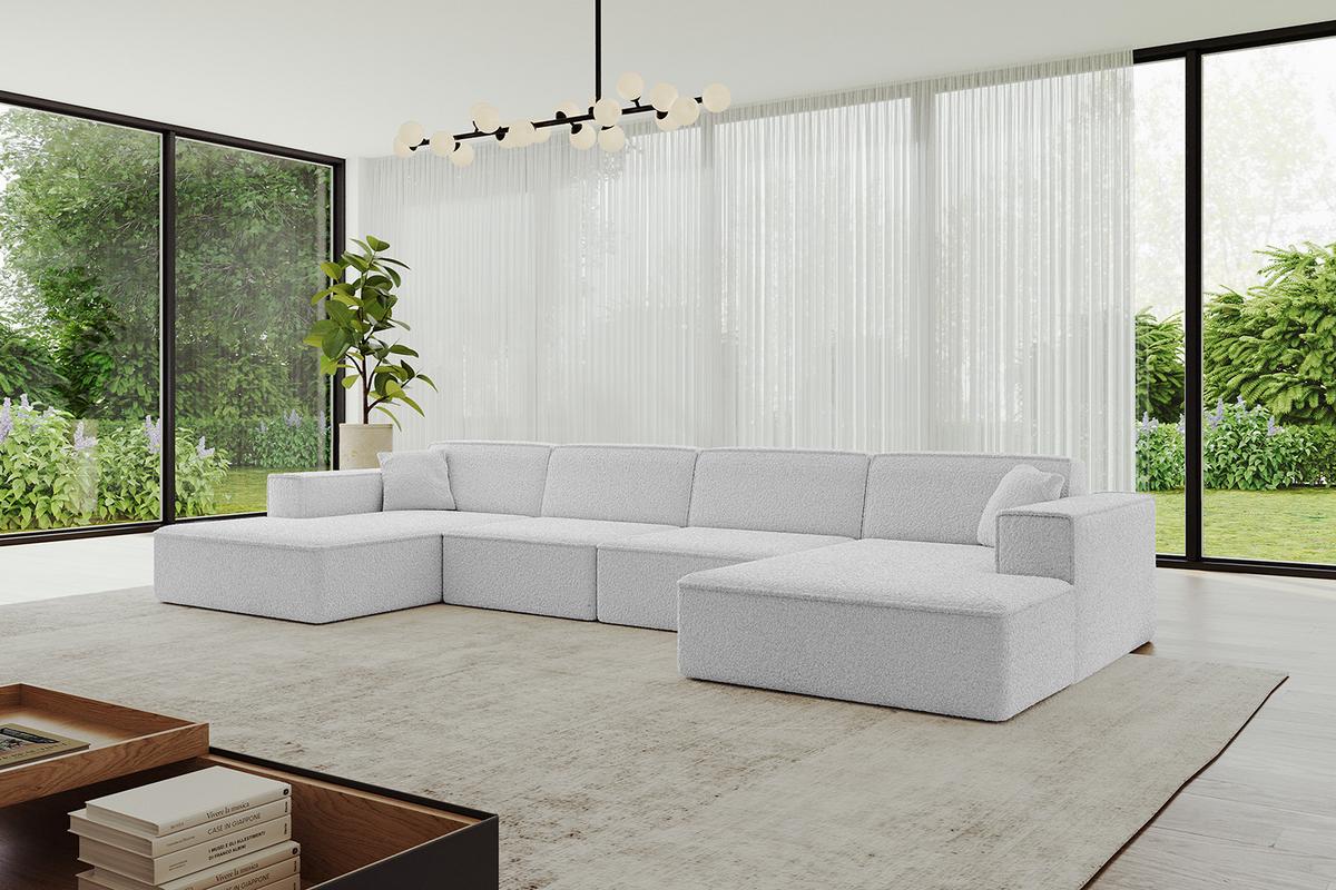 WOHNLANDSCHAFT IREA-U2-v4 - 386x165x77 cm Hellgrau - Hellgrau, Holzwerkstoff/Textil (386/77/165cm) - ALTDECOR