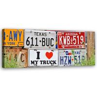 WANDBILD us kennzeichen - Multicolor, Textil (90/30cm) - Feeby