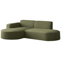 ECKSOFA Hana L-Form 3-Sitzer Ecke Links, Boucle, Grün 241/73/168 cm - Schwarz/Grün, Textil/Metall (241/168cm) - WFL GROUP