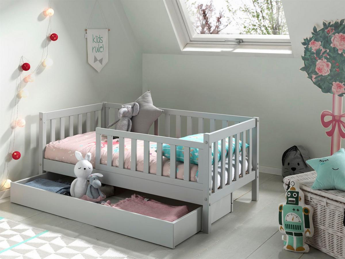 JUNIORBETT Karie 148x60x76 aus Massivholz+MDF in Grau - Grau, Holz (70/140cm) - 58aufmkessel