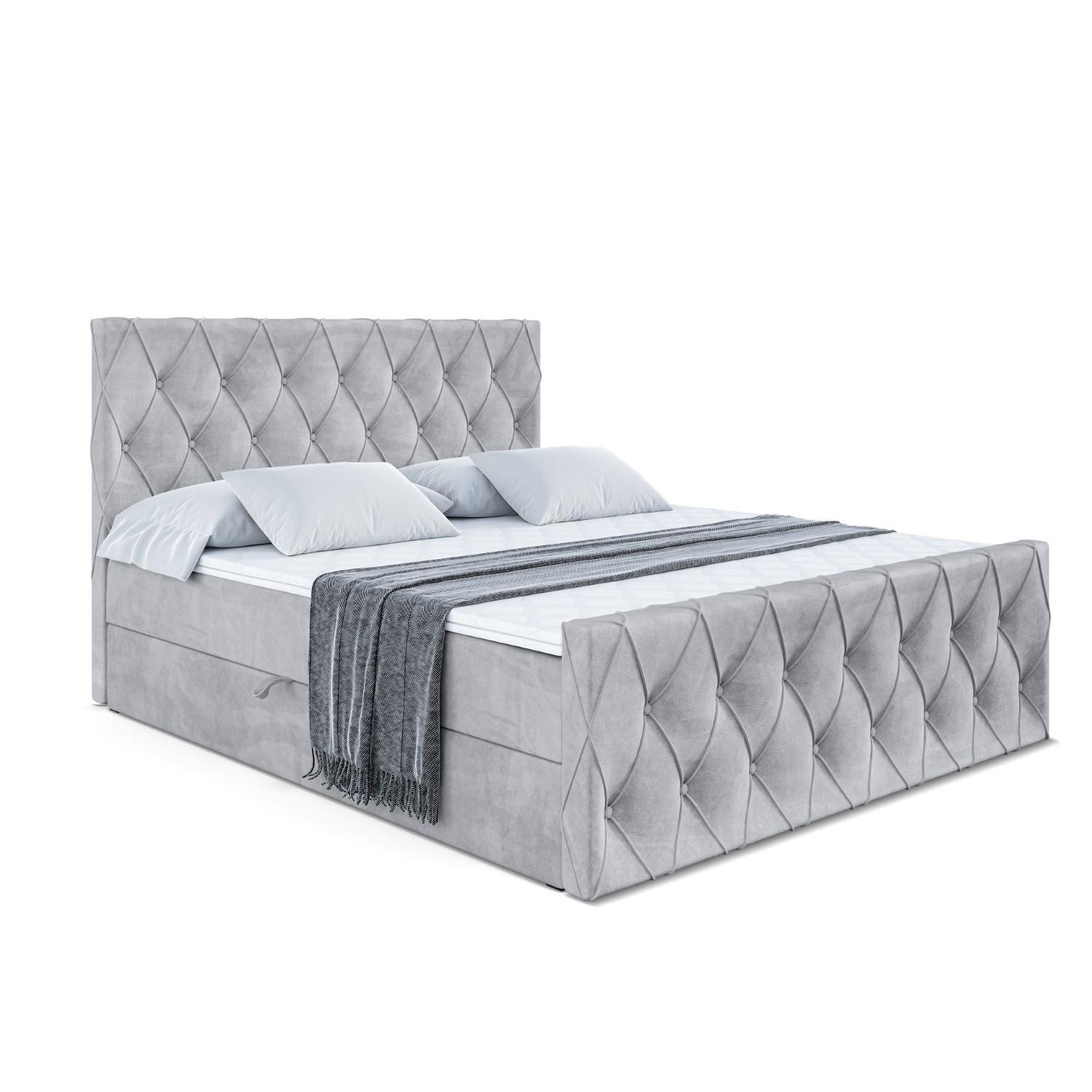 BOXBETT AMAY-Z - 180x200 cm - H3 - Hellgrau - Hellgrau, Holzwerkstoff (180/200cm) - ALTDECOR