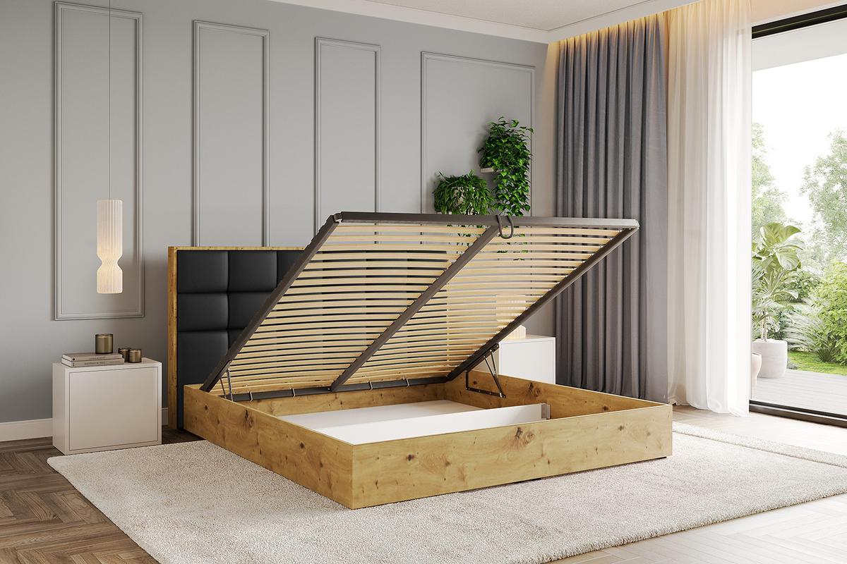 POLSTERBETT mit Bettkasten und Lattenrost, Bett mit Matratze H3/H4 - ENZO2 180x200 Schwarz Kunstleder - Schwarz Hochglanz, Holzwerkstoff/Textil (180/200cm) - ALTDECOR