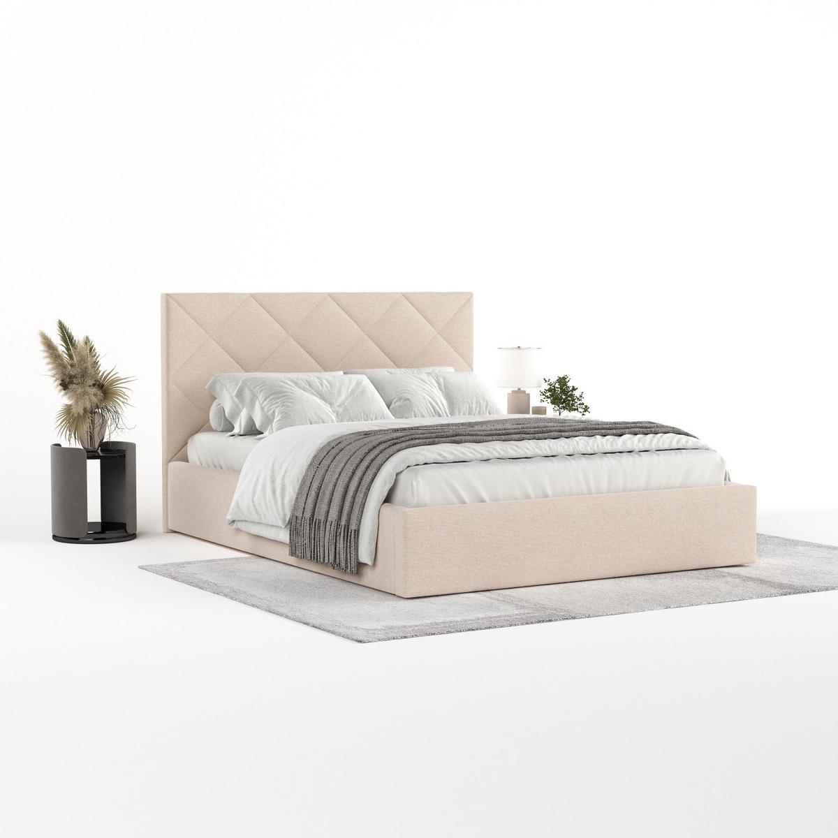 POLSTERBETT Torno 160/200 cm Creme im Asti Stoff - Creme/Schwarz, Holz/Holzwerkstoff (160/200cm) - AltaBeds