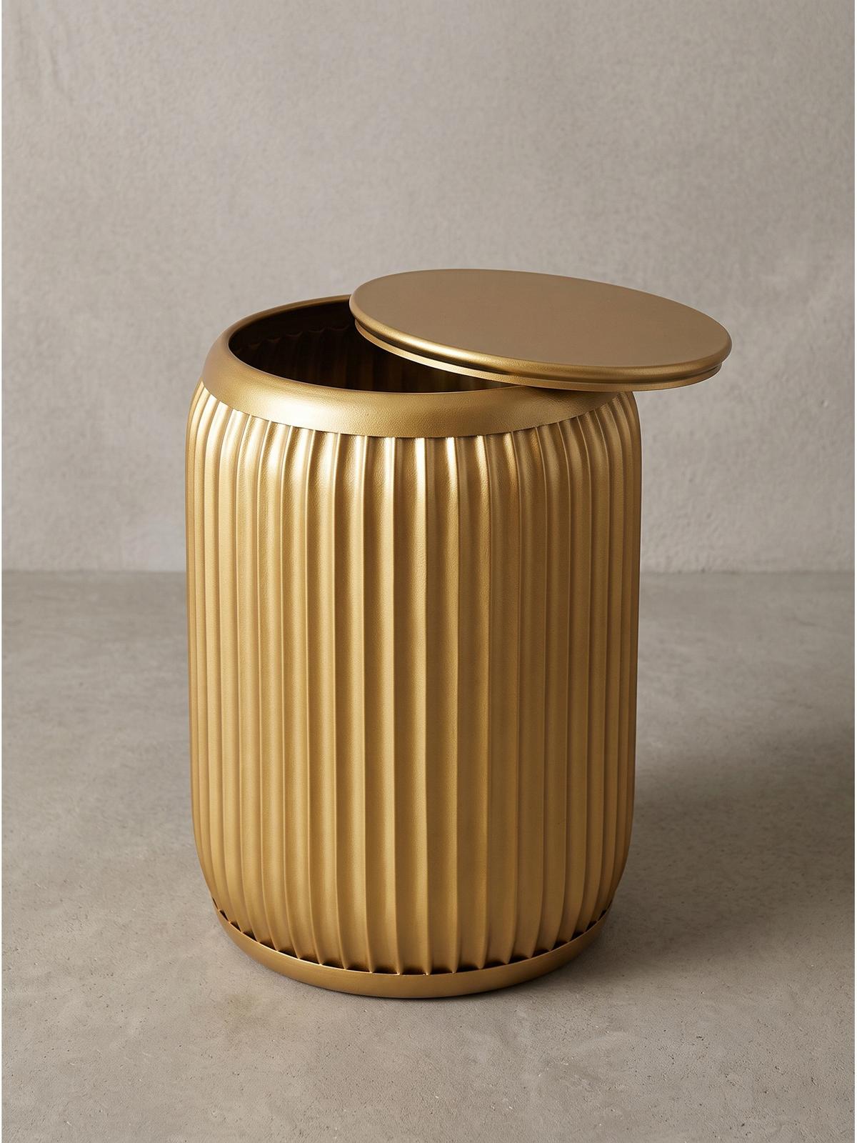 BEISTELLTISCH LAITA, Eisen, mit Stauraum, Gold, Ø 35 x 50 cm - Goldfarben, Metall (35/35/50cm) - KADIMA DESIGN
