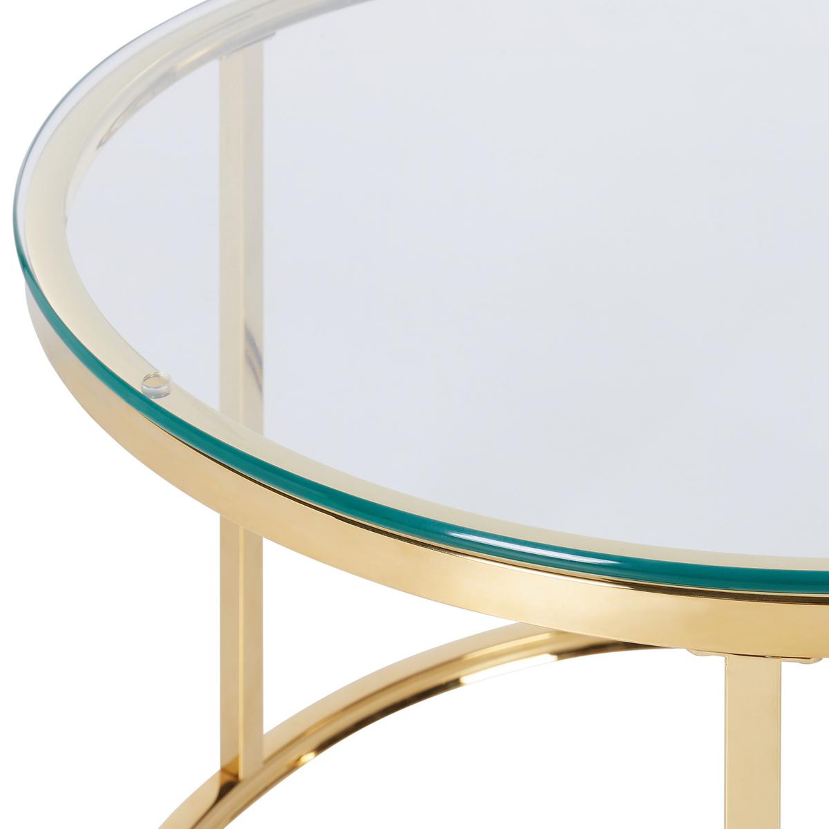 COUCHTISCH 2er Set Glas/Edelstahl gold rund Grange - Goldfarben, Metall (50/50/44cm) - Beliani