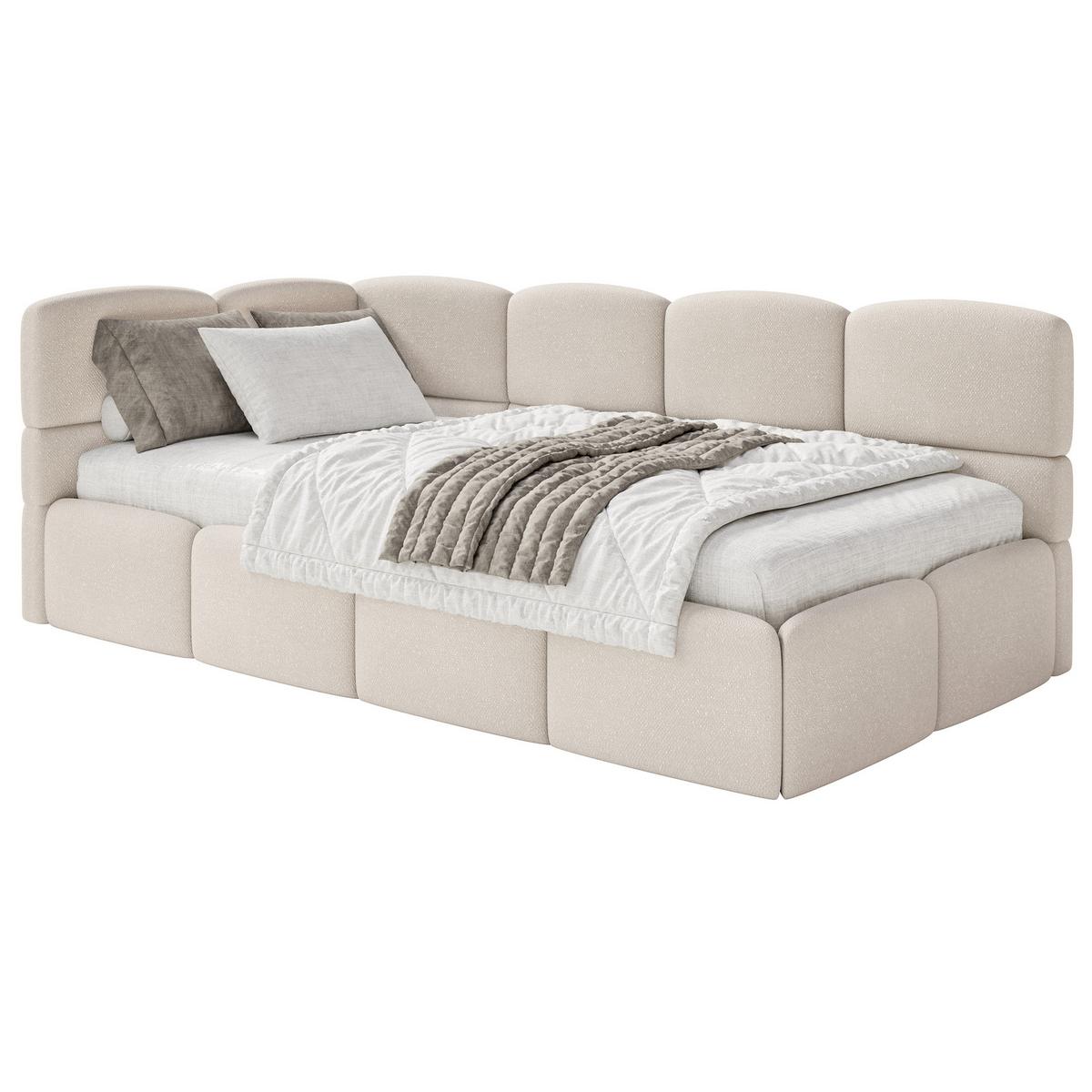 JUGENDBETT Cloudy Creme 120 cm, Chenille - Creme/Schwarz, Kunststoff/Textil (120/200cm) - Selsey