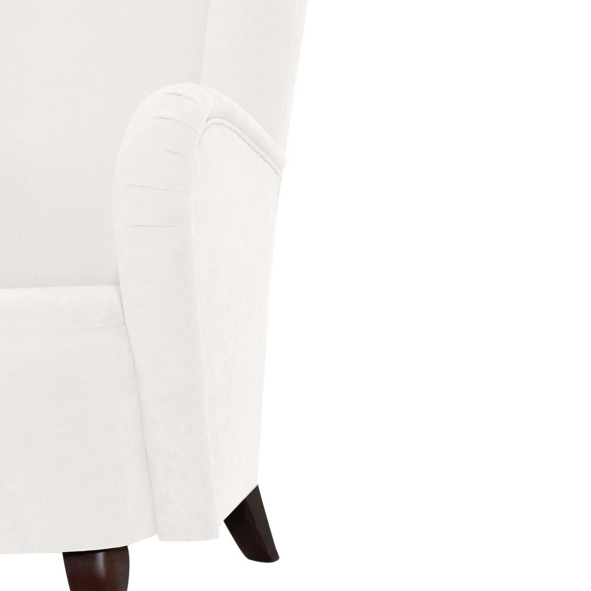 HOCHLEHNSESSEL Kailey Bezug Velourstoff Buche nussbaum dunkel / creme - Weiß, Kunststoff (96/122/89cm) - 58aufmkessel