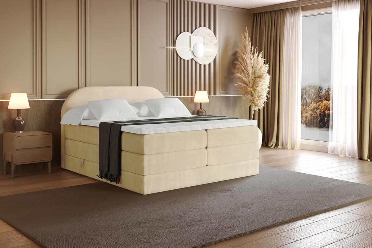 BOXSPRINGBETT mit Matratze und Lattenrost - NOX KING-160x200 - Beige Monolith - Beige, Holzwerkstoff (160/200cm) - ALTDECOR