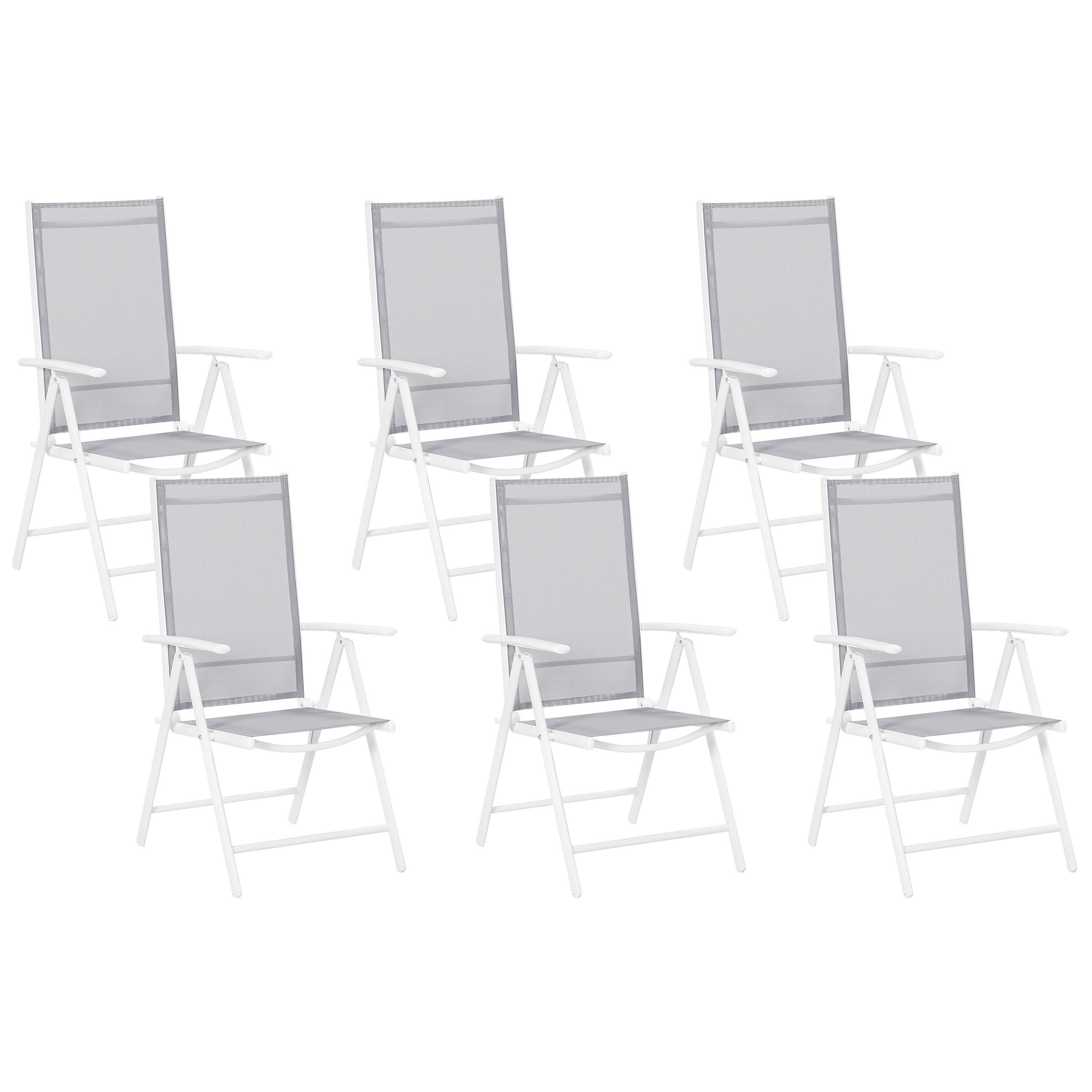 GARTENSTUHL 6er-Set Aluminium hellgrau Catania - Hellgrau, Metall (54/103/65cm) - Beliani