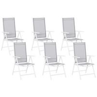 GARTENSTUHL 6er-Set Aluminium hellgrau Catania - Hellgrau, Metall (54/103/65cm) - Beliani