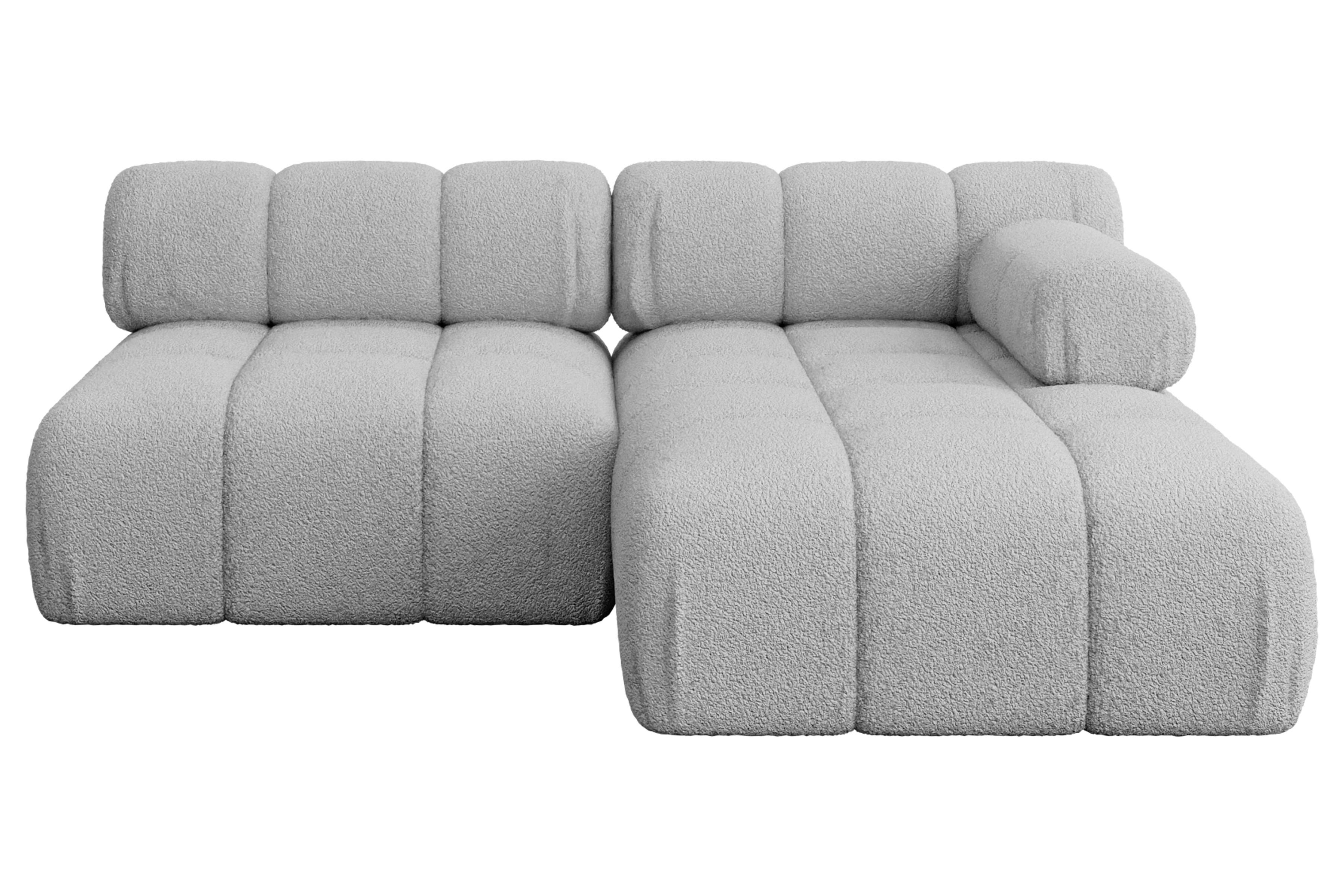 ECKSOFA modulares Sofa Razon-L1 - 190x160x70 cm Hellgrau Bouclé - Hellgrau, Holzwerkstoff/Textil (190/160cm) - ALTDECOR
