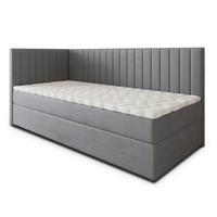 BOXBETT ARIS 80x200 cm mit Matratze und Topper, H2+H3 - Grau - Grau, Holz (80/200cm) - MASSENO