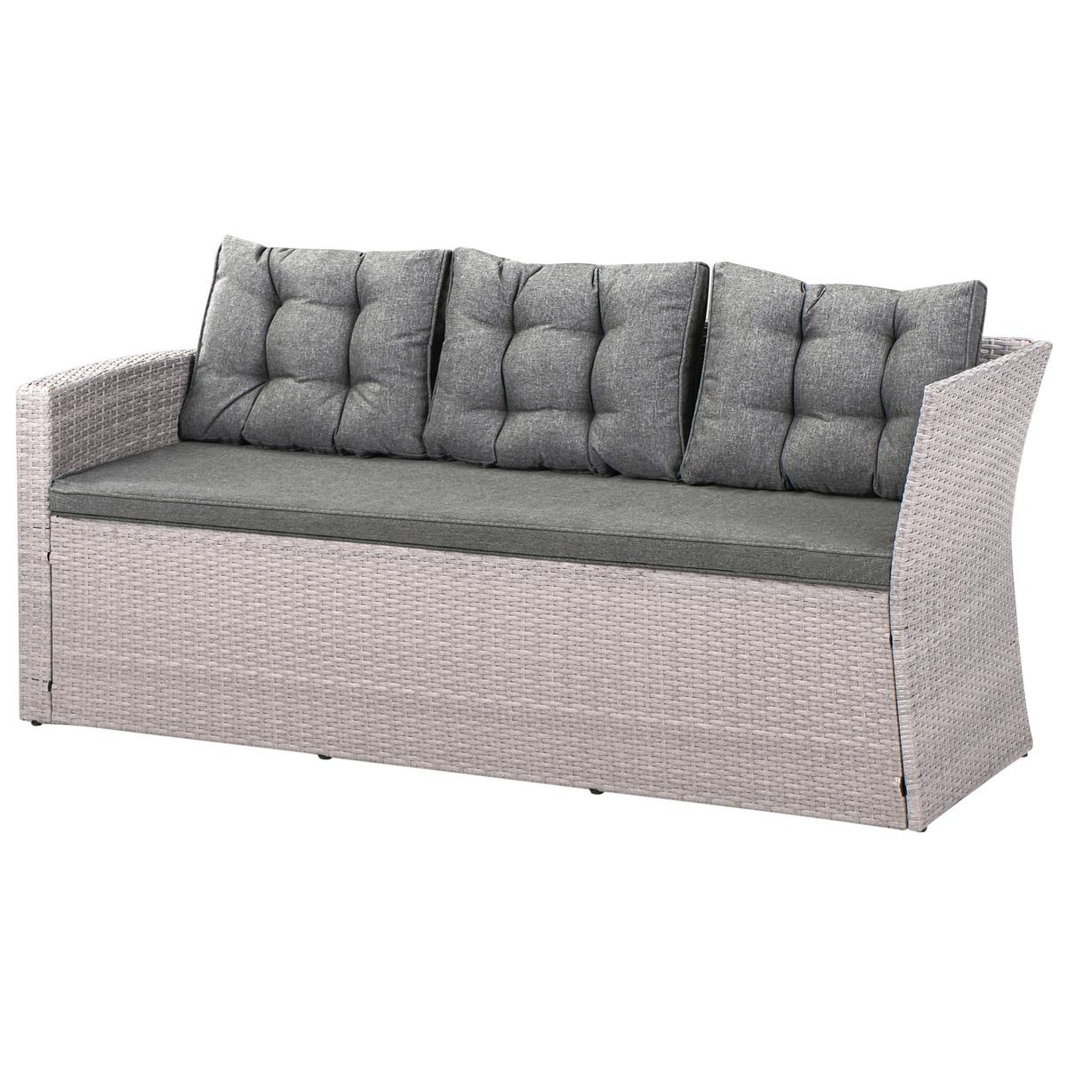 GARTEN-ECKSOFA 8-Sitzer Polyrattan Grau Viterbo - Hellgrau/Grau, Kunststoff - Beliani
