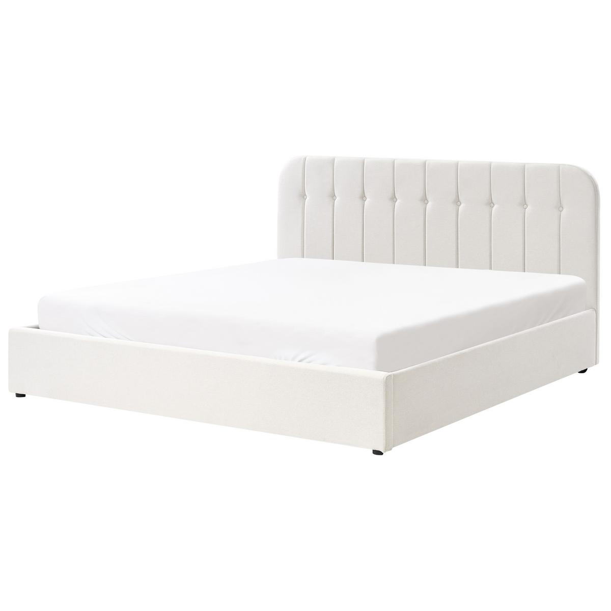 BETT mit Stauraum 180/200 cm Stoff Cremeweiß Challans - Creme, Textil (180/200cm) - Beliani