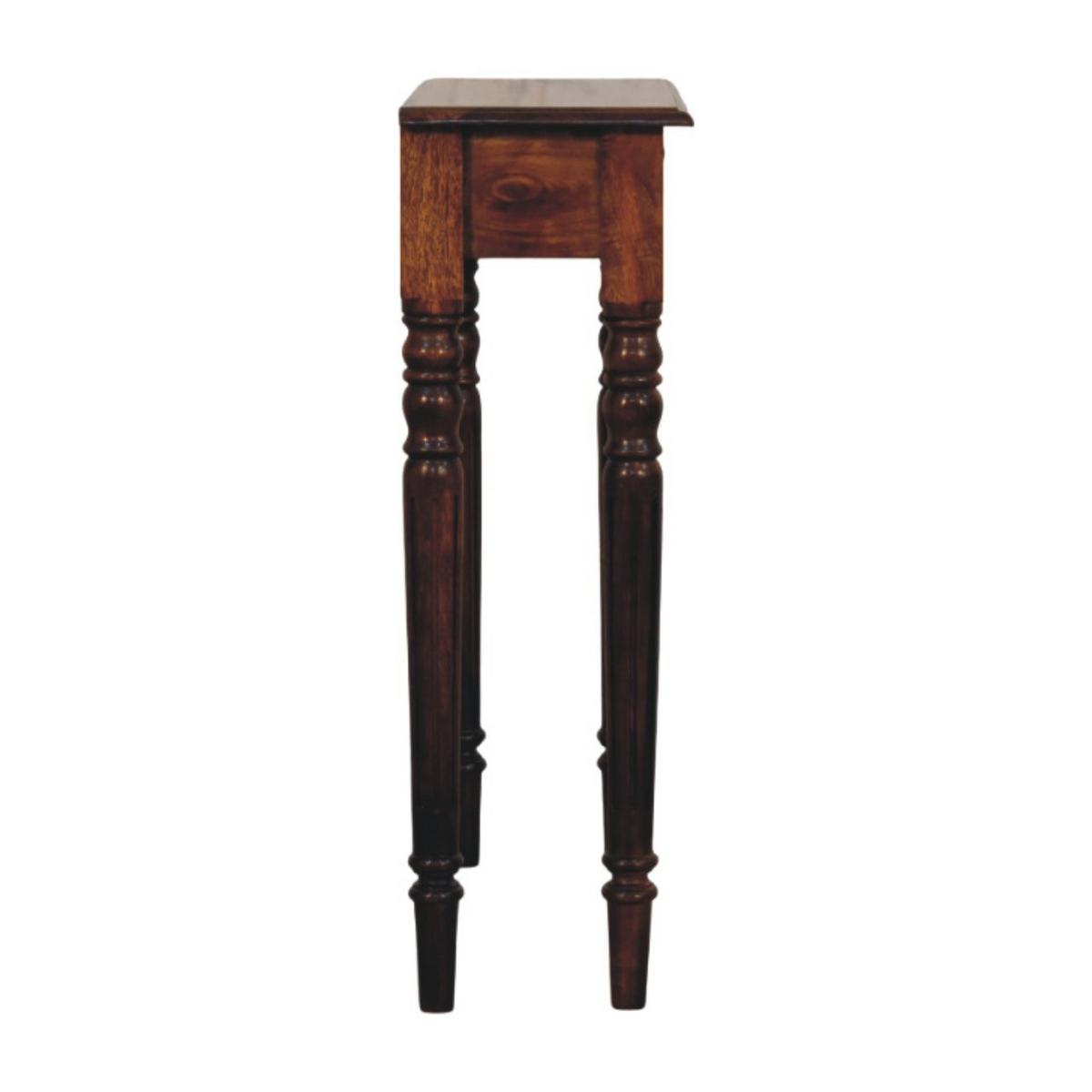 KONSOLE Massivholz Kastanienbraun Gedrechselte Beine, 1 Schublade, Dunkelbraun - Dunkelbraun/Messingfarben, Mangoholz/Holz (25/70/80cm) - Artisan Furniture