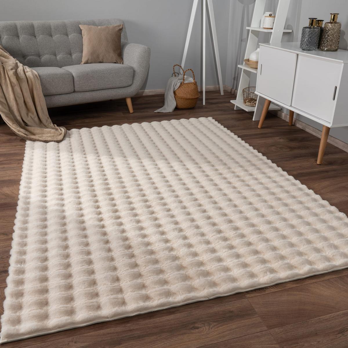 HOCHFLORTEPPICH, mit Struktur, aus Polyester, Creme, 120 x 160 cm - Beige, Textil (160/120cm) - KADIMA DESIGN